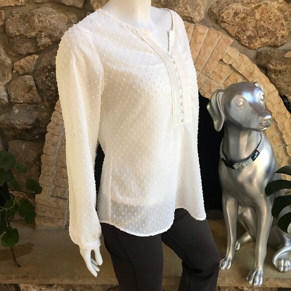 Brixton Ivy Cream Embroidered Blouse Long Sleeve Shirt Women's Size Medium - Picture 4 of 10